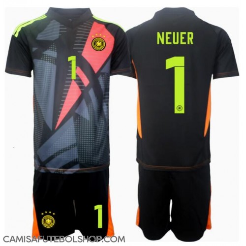 Camisa de time de futebol Alemanha Manuel Neuer #1 Goleiro Replicas 1º Equipamento Infantil Europeu 2024 Manga Curta (+ Calças curtas)